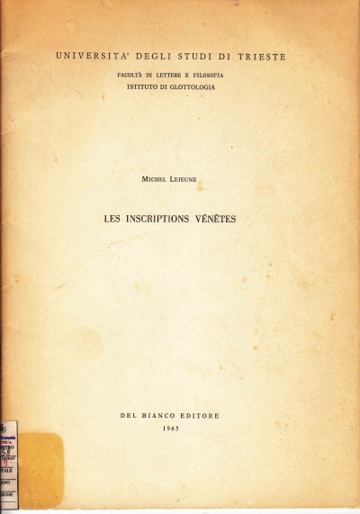 Copertina  Les inscriptions venetes