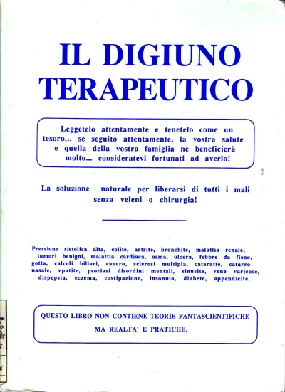 Copertina  Il digiuno terapeutico : dalle ricerche della casa editrice Igiene naturale